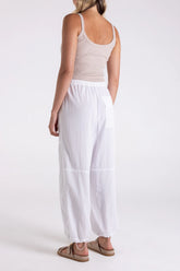 Two T's Crinkle Cargo Pants -  White